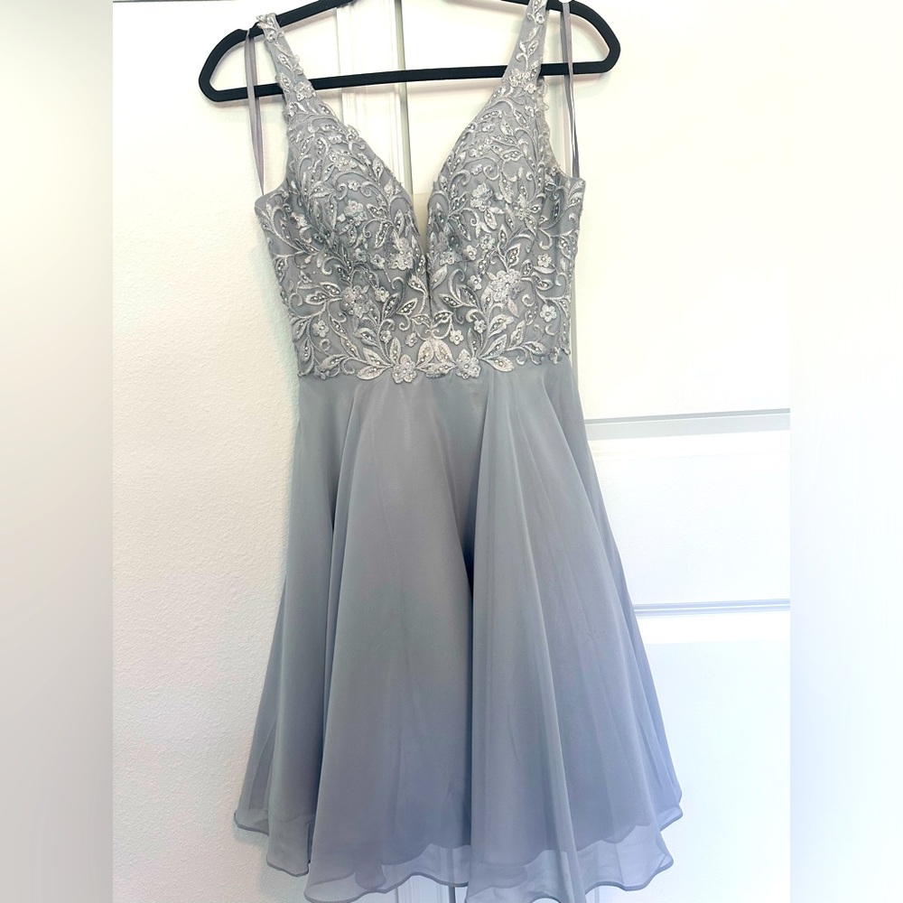 Embellished Homecoming Dress Grey/Slate